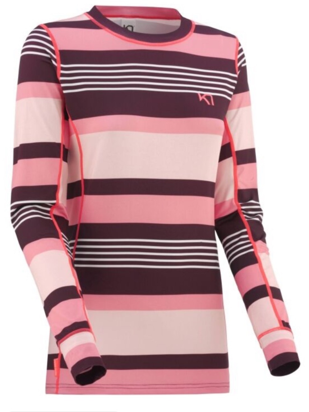 Kari Traa Coral and Burgundy Base Layer Top